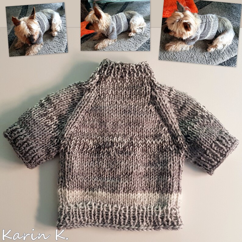 XS Mini Dog Sweater Plait Pattern Grey White Gradient Knitted Etsy