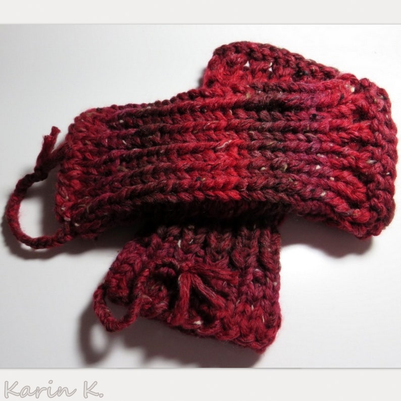 Cuffs Arm cuffs Colour play Wine red Dark red Ruby red Brown red Pearl ruby red with a gentle touch of salmon coarse knit Lana Grossa image 4