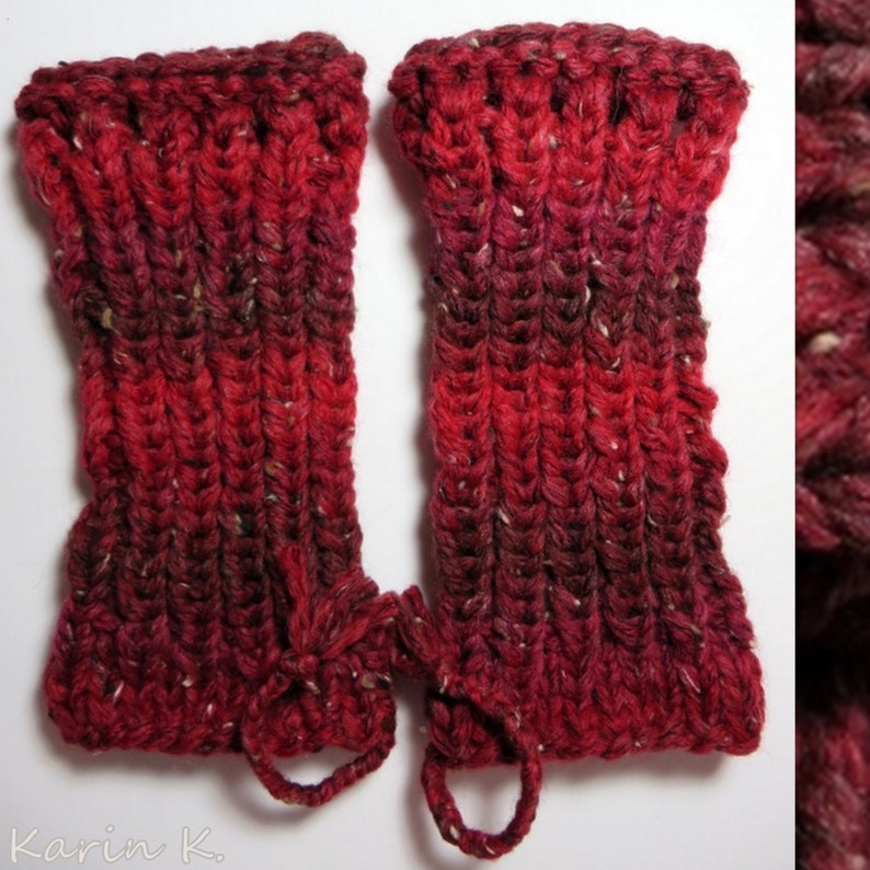 Cuffs Arm cuffs Colour play Wine red Dark red Ruby red Brown red Pearl ruby red with a gentle touch of salmon coarse knit Lana Grossa image 5