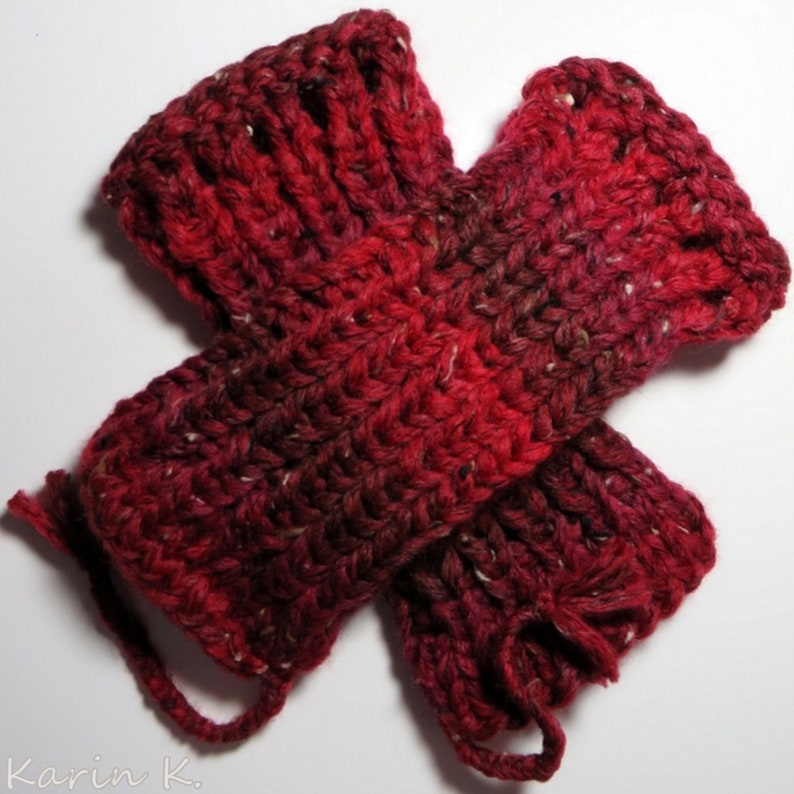 Cuffs Arm cuffs Colour play Wine red Dark red Ruby red Brown red Pearl ruby red with a gentle touch of salmon coarse knit Lana Grossa image 9