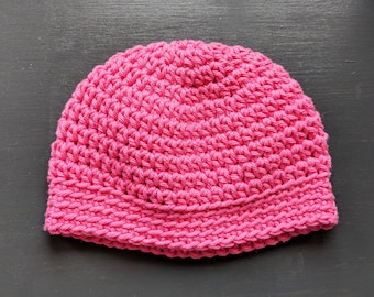 Baby- Hat- 1-2 Months-  Beanie - Pink- Hot Pink