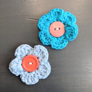 Blue Flower Hair Clips - Flower Hair Accessory - 2 Pack