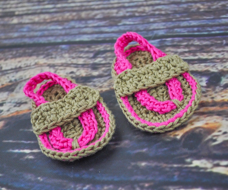 Baby Flip Flops Hot Pink and Tan image 3