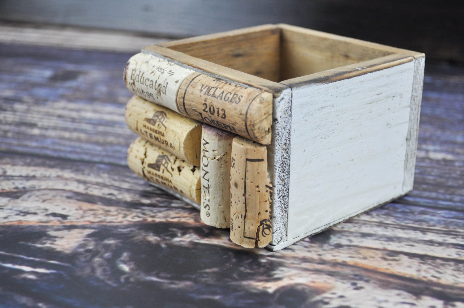 Small Wine Box Home Decor Whitewashed Etsy