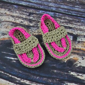 Baby Flip Flops Hot Pink and Tan image 2