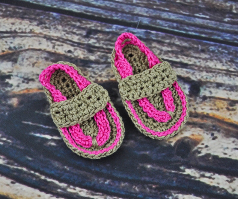 Baby Flip Flops Hot Pink and Tan image 2