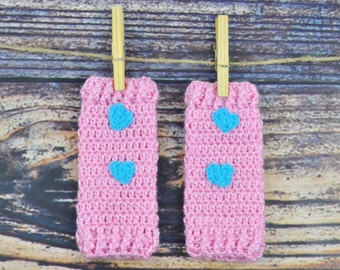 Pink Blue Legwarmers - Baby- Hearts