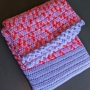 Baby Blanket - Crochet - Red - Pink -Purple