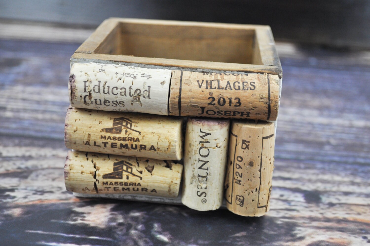 Small Wine Box Home Decor Whitewashed Etsy