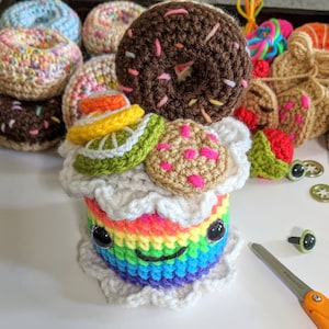 amigurumi mini cake and treats patterns kawaii crochet rainbow donut doughnut cookie