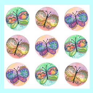 Hand Painted Butterfly Mini Notes Art Print stationery for penpals and love letters