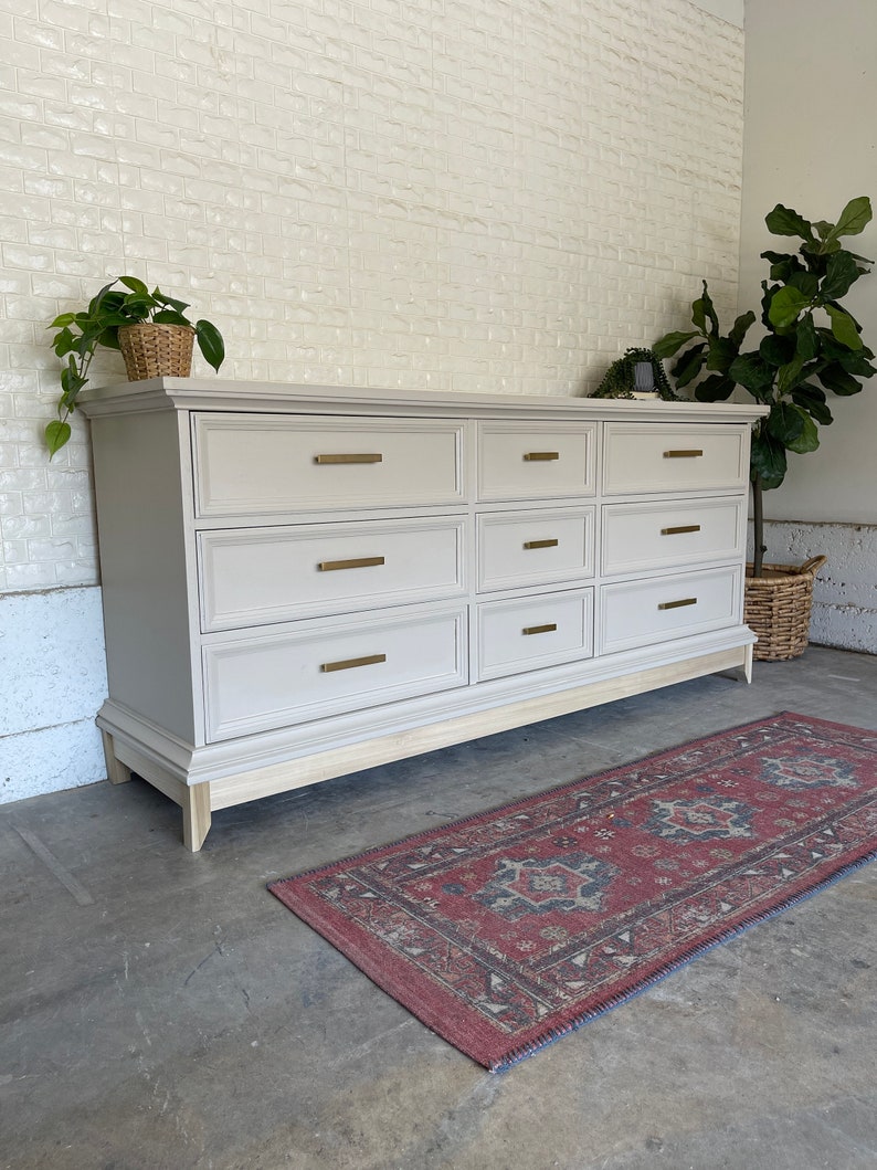 SOLD Beige Solid Oak Dresser Etsy