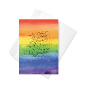 Carte de mariage gay | Citation sur l’égalité du mariage arc-en-ciel | Mariage homosexuel | Lesbiennes | Queer | Union profonde du juge Kennedy