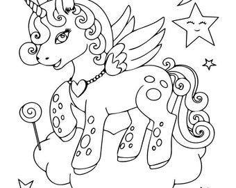 50 pages printable Unicorn Coloring pages PDF