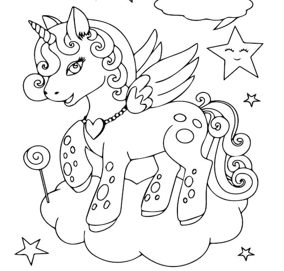 50 Pages Printable Unicorn Coloring Pages PDF - Etsy
