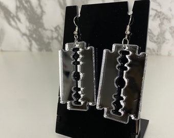 Razor Blade earrings, Razor Earrings, Halloween Earrings, Blade Earrings