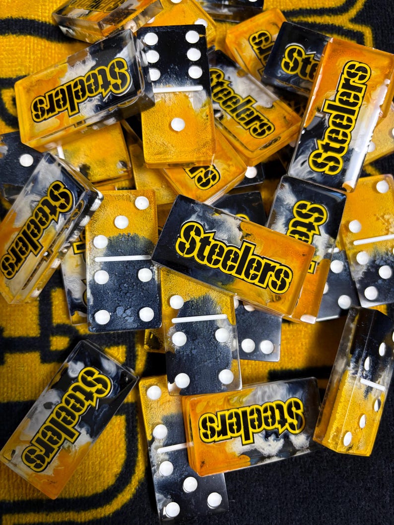 Sports Team Dominoes: Handmade Epoxy Resin Set Pittsburgh Steelers