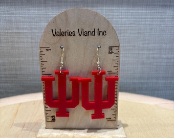 Indiana University Earrings | Sports Earrings | Football Earrings | Red and White Earrings | IU Earrings | College Earrings