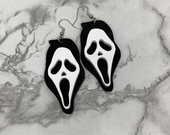 Scream Earrings, Ghost Face Earrings, Halloween Earrings