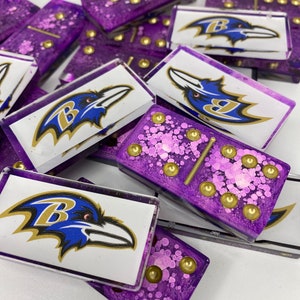 Sports Team Dominoes: Handmade Epoxy Resin Set Baltimore Ravens
