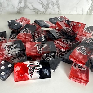 Sports Team Dominoes: Handmade Epoxy Resin Set Atlanta Falcons