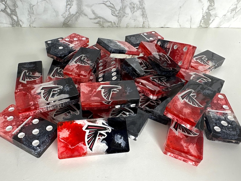 Sports Team Dominoes: Handmade Epoxy Resin Set Atlanta Falcons