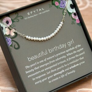 EFYTAL Birthday Gifts for Girls, Dainty Silver or Gold Pearl Necklace for Daughter or Niece, 13th, Sweet 16, 18th Birthday Gifts 652/135/168