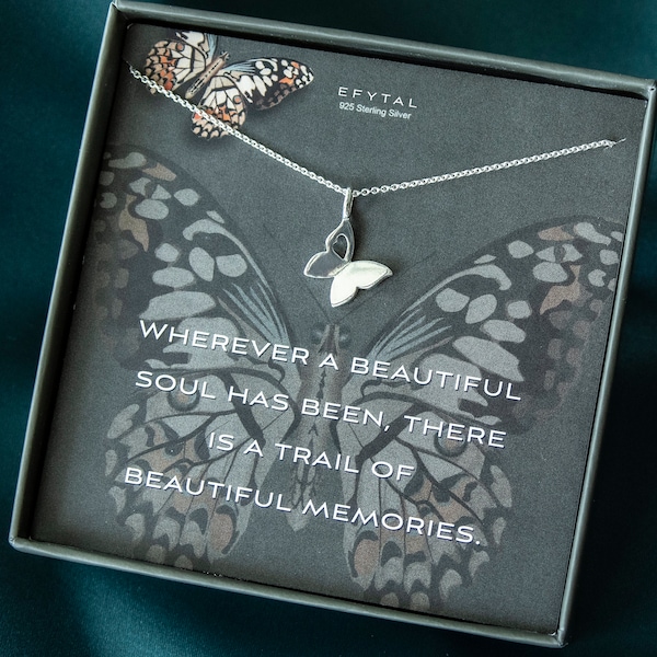 Condolence Gifts, 925 Sterling Silver Butterfly Necklace in Remembrance, Sympathy Gift for Passing of Loved One, Bereavement Jewelry 111