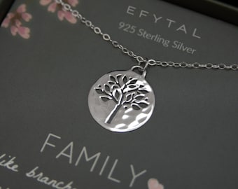 Gifts for Grandma, Sister, Mom, EFYTAL 925 Sterling Silver Family Tree of Life Necklace, Birthday, Mother's Day Jewelry Gift Ideas 63