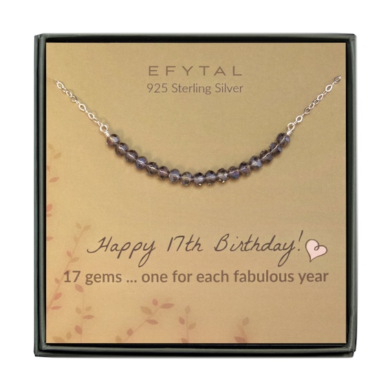 17th Birthday Gifts for Girls, Sterling Silver Beaded Bar Necklace, 17  Beads for 17 Year Old Girl, Jewelry Gift Idea for Daughter 17 