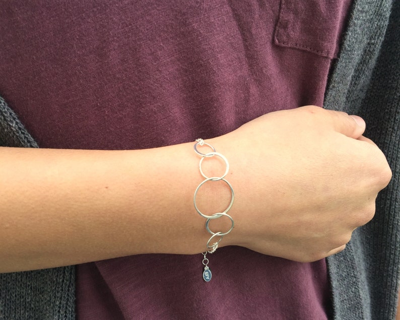5 Decade Jewelry 50 Years Old 50 Sterling Silver Five Circle Bracelet for Her 50th Birthday Gifts for Women