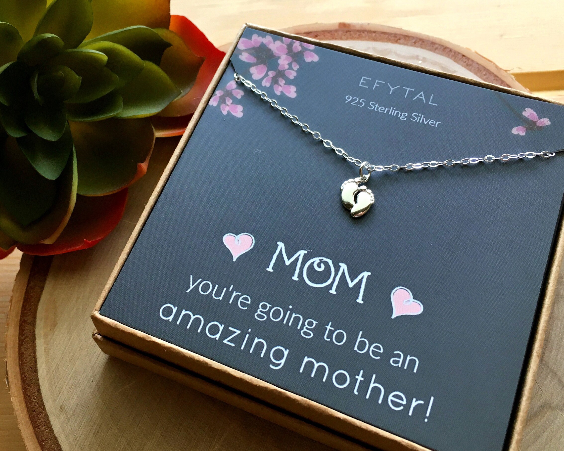 Silver Baby Feet Necklace,Footprints Charm,Mother/'s Day Gift,Family Jewelry,Birthday Pregnancy Newborn Baby Shower Gift Neckalce for Mom Her