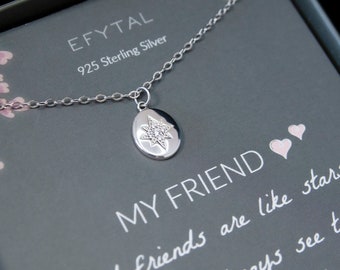 Best Friend Gifts, 925 Sterling Silver CZ Star Friendship Necklace, Birthday Jewelry Gift Necklaces for BFF, Bridesmaid Gift 84