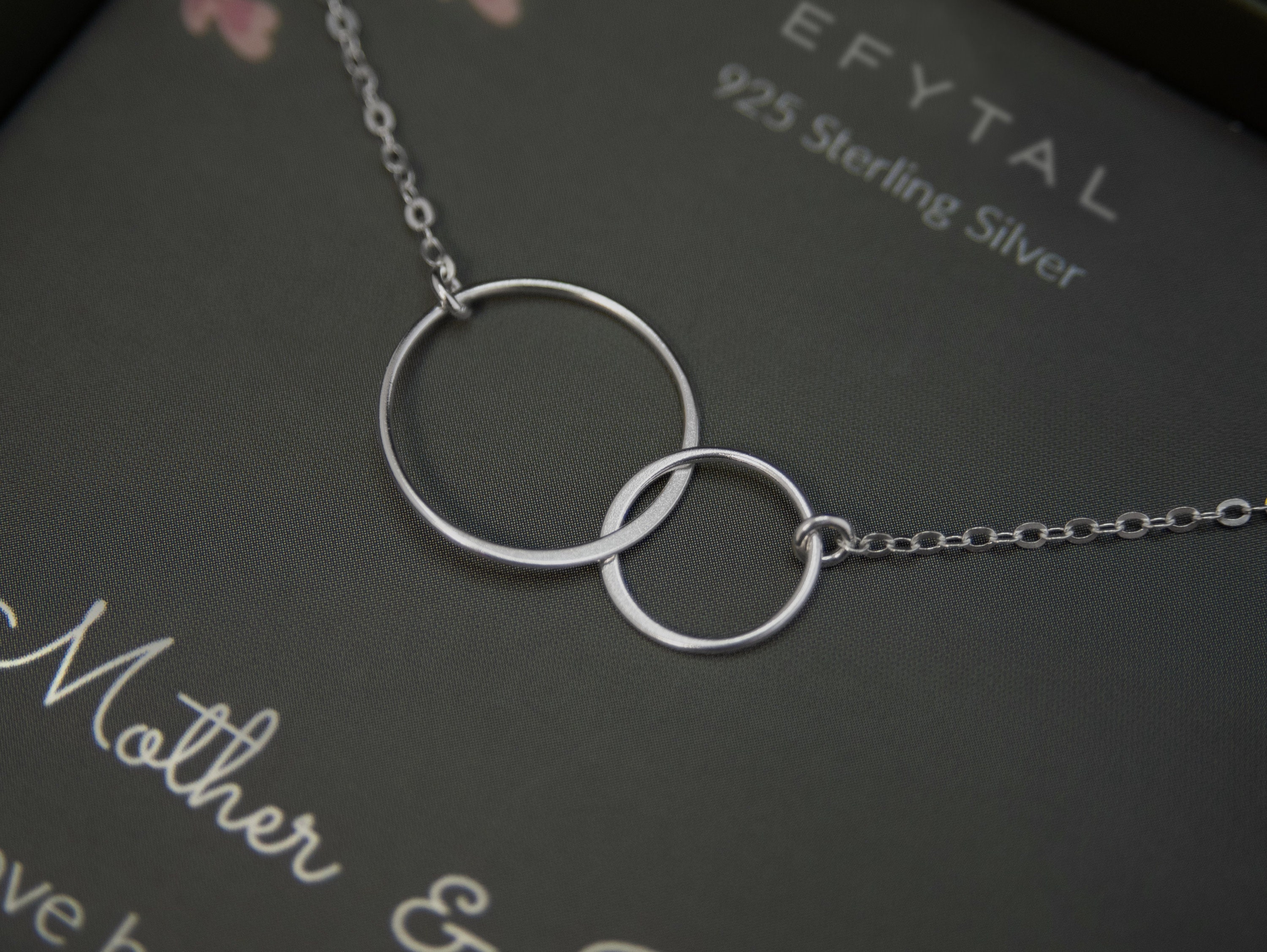 Mother Daughter Necklaces EFYTAL Sterling Silver 2 Circle
