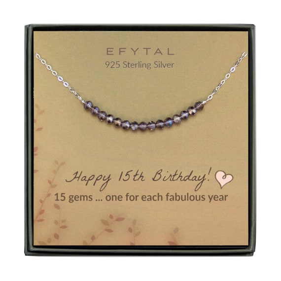 15th Birthday Gifts for Girls, EFYTAL Sterling Silver Beaded Bar