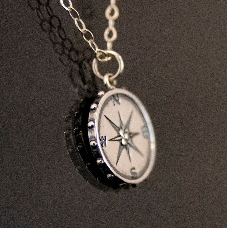 925 Sterling Silver Nellie Studded Compass Necklace for Best Friend Recovery Gifts 182 Inspirational Gifts Grad Gift for Daughter