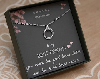 Best Friend Gifts, EFYTAL Sterling Silver Beaded Ring Infinity Connected Ring Necklace, Friendship Necklaces, Jewelry Gift Ideas for BFF 82