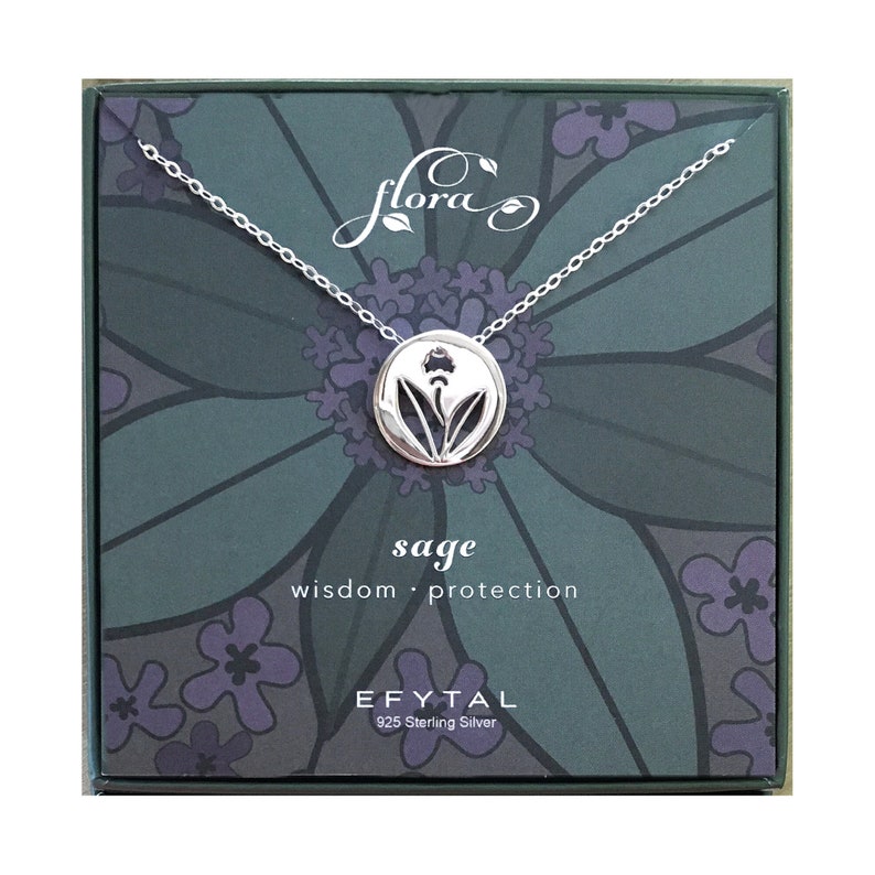 Flower Nature Themed 402 925 Sterling Silver Floral Sage Necklace Recovery Gifts for Women Good Luck Necklace Get Well Gift for Her