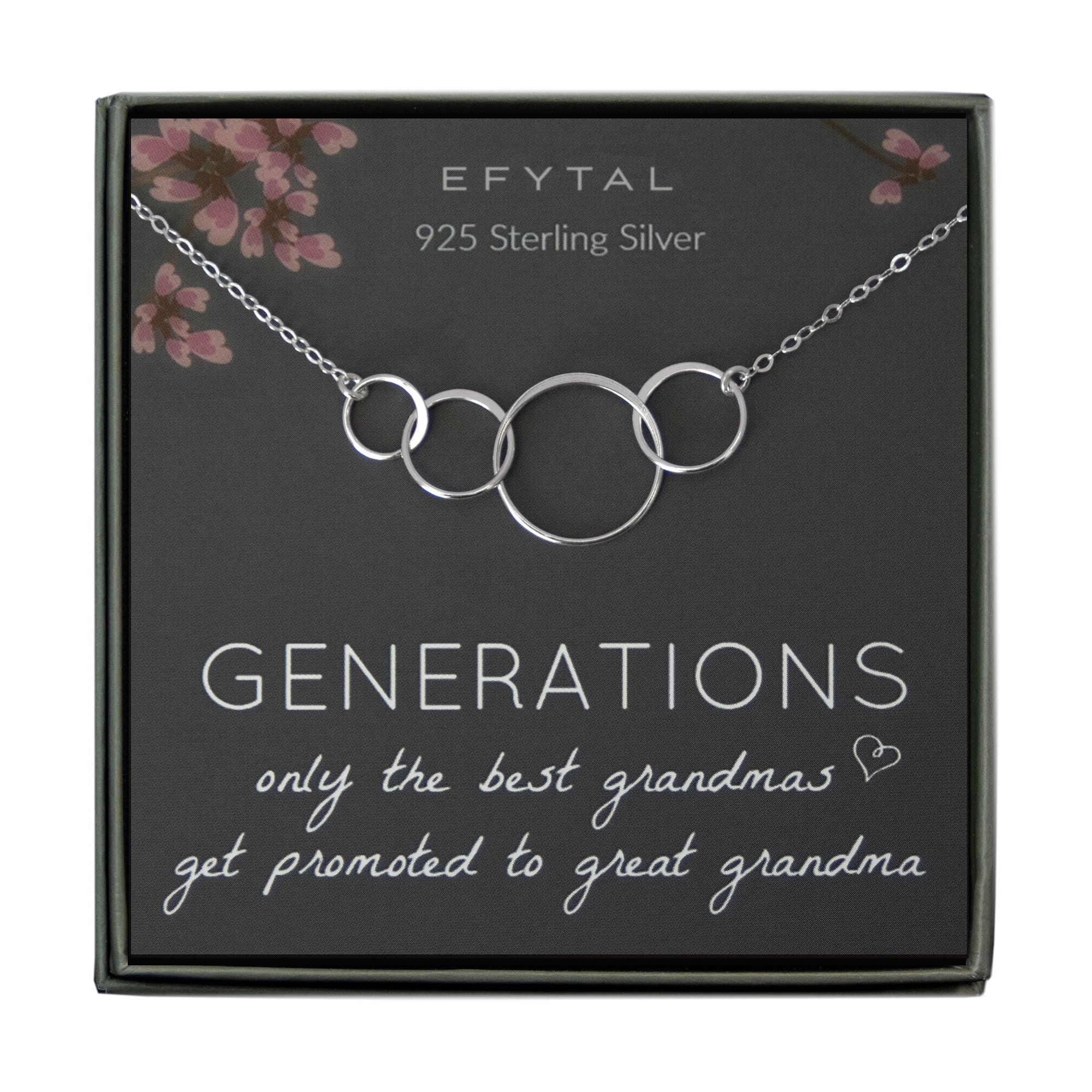 Great Grandma Gifts, EFYTAL 925 Sterling Silver 4 Circles Necklace