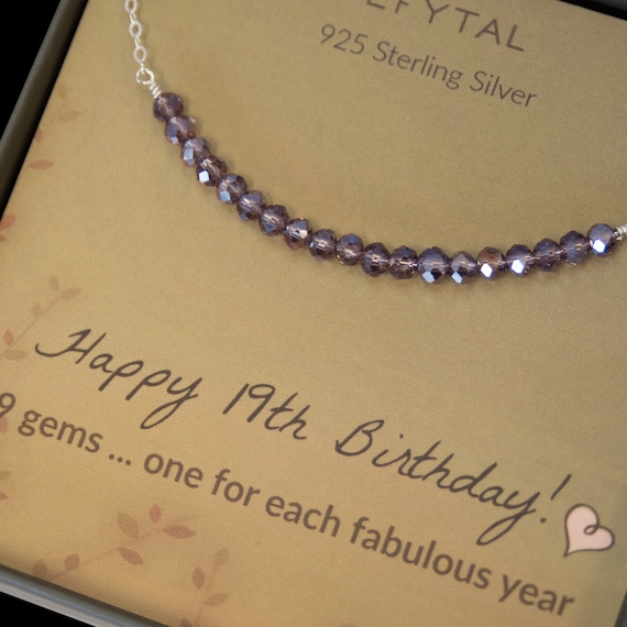 19th Birthday Gifts for Girls, EFYTAL Sterling Silver Beaded Bar Necklace,  19 Beads for 19 Year Old Girl, Jewelry Gift Idea 19 