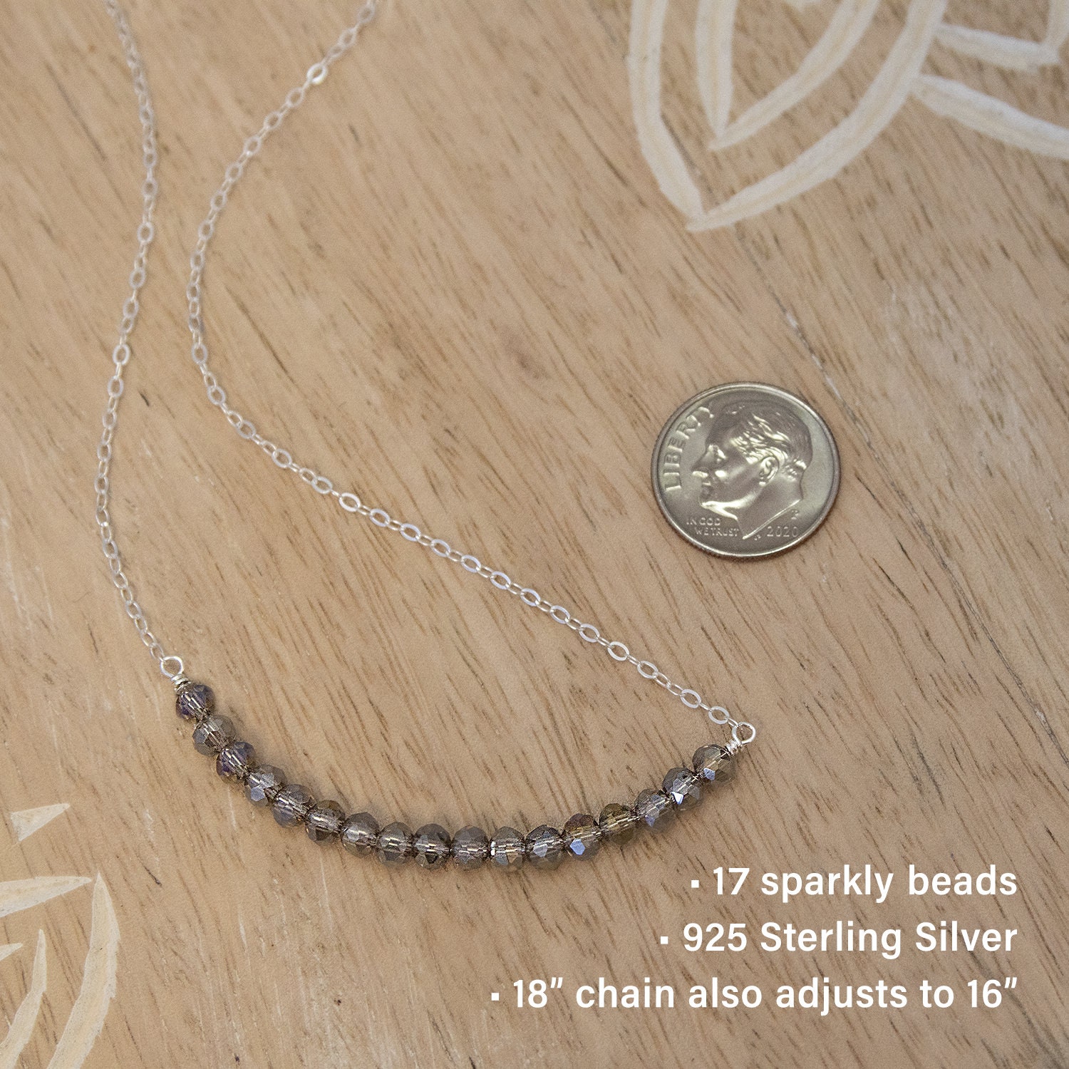17th Birthday Gifts for Girls, 925 Sterling Silver Beaded Bar
