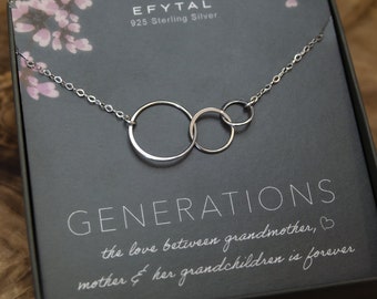 Mother's Day Gift for Grandmother, Gifts for Grandma Birthday, EFYTAL 925 Sterling Silver Grandma to be Necklace from Grandchildren 41