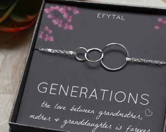 Mother's Day Gifts for Mom and Grandma, 925 Sterling Silver 3 Circle Bracelet from Granddaughter, Birthday Gift for Mother & Grandmother 11