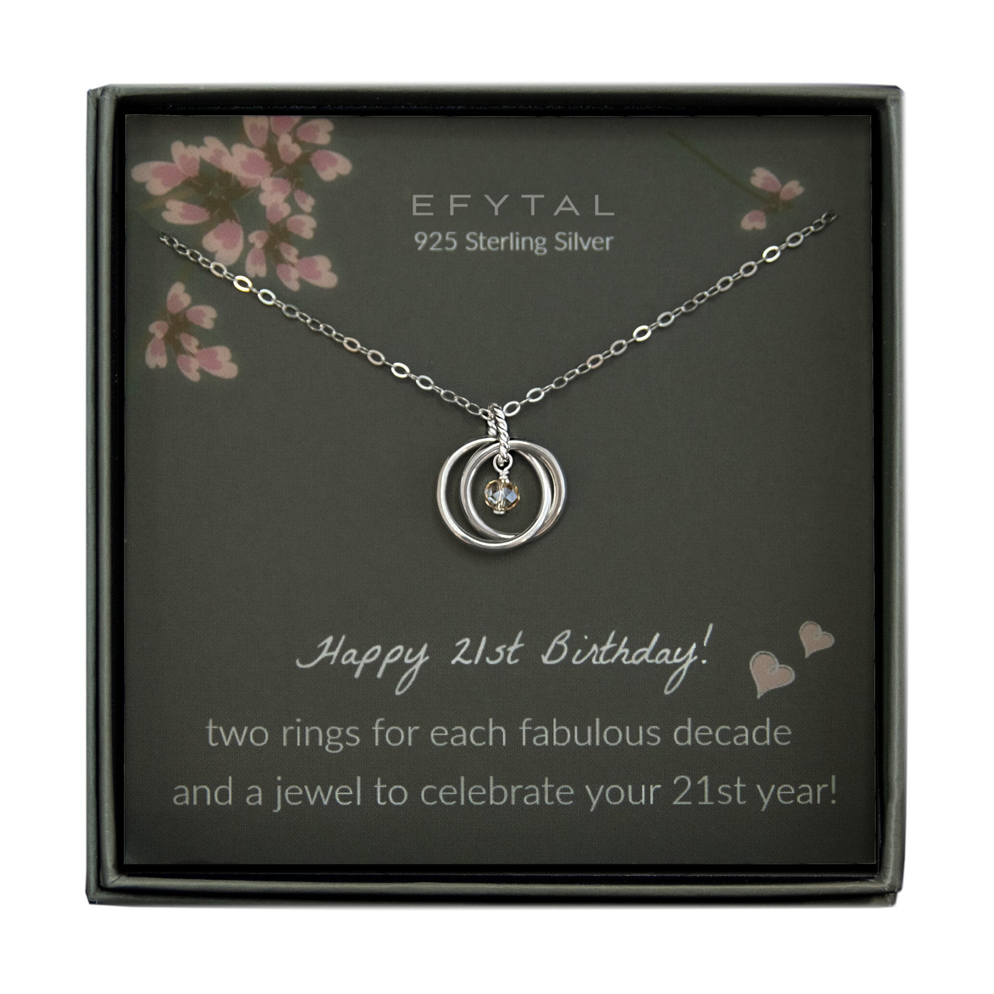 21st Birthday Gift 925 Sterling Silver 21 Year Old Birthday Necklace