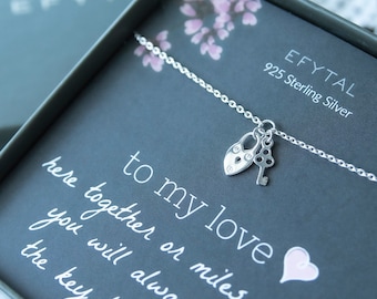 Anniversary Gift for Girlfriend or Wife, 925 Sterling Silver Heart & Key Bracelet, Birthday Gift Ideas for Her,Long Distance Relationship 93