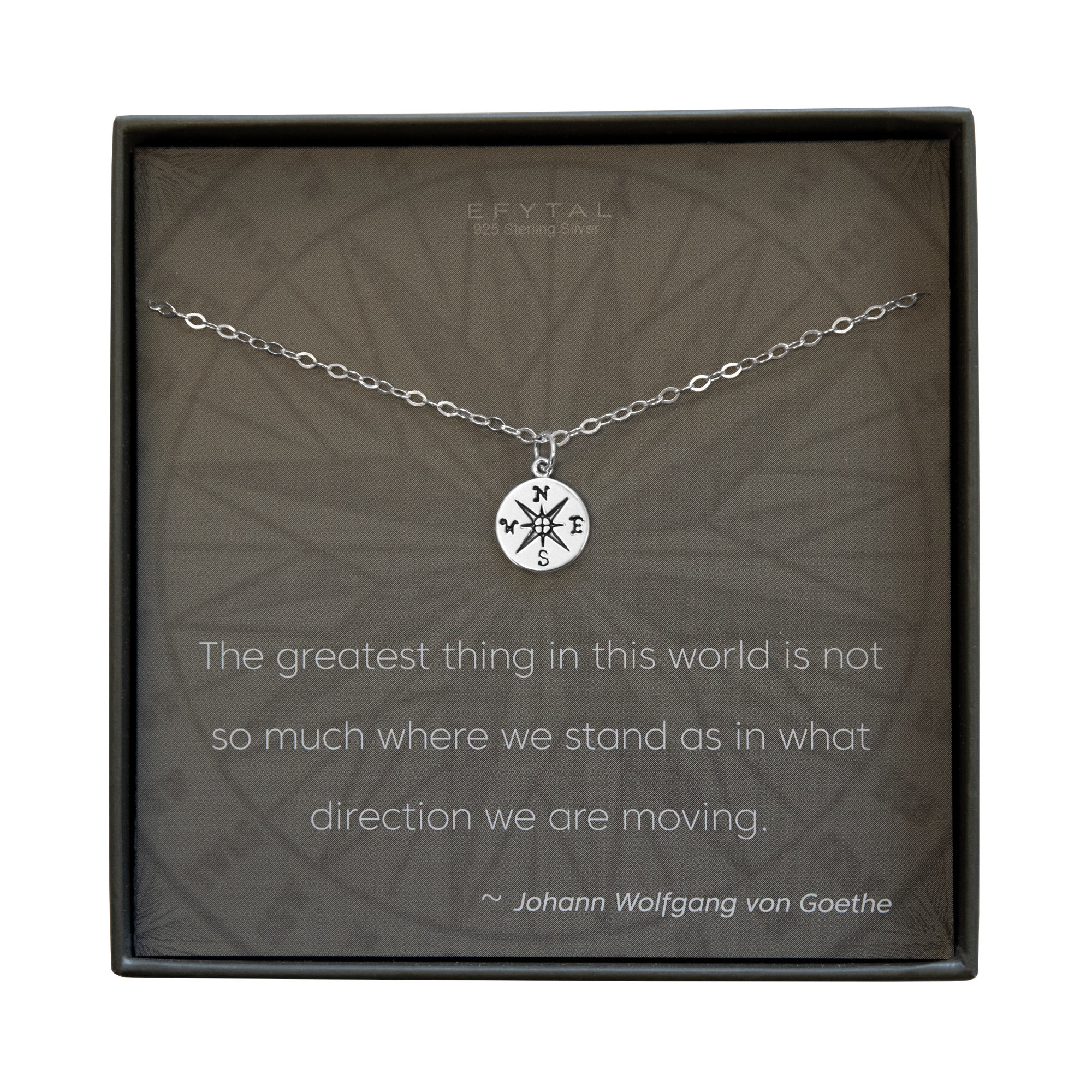 Inspirational Gifts EFYTAL Silver or Gold Compass Necklace for