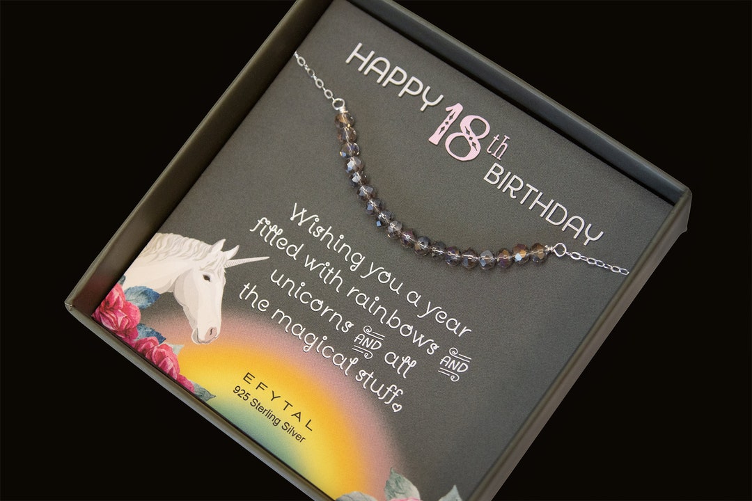 18th Birthday Gifts for Girls, 925 Sterling Silver Beaded Bar Necklace
