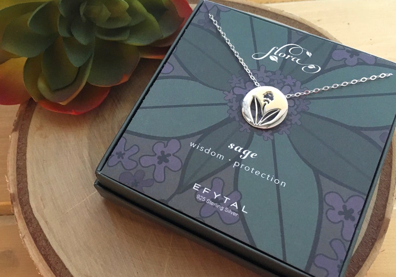 Flower Nature Themed 402 925 Sterling Silver Floral Sage Necklace Recovery Gifts for Women Good Luck Necklace Get Well Gift for Her