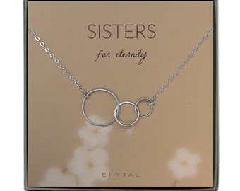 Sisters Gifts from Sister, EFYTAL Sterling Silver 3 Circle Necklace, Sisters Silver Necklaces, Birthday Gift for Sister, Sisters for Life 29