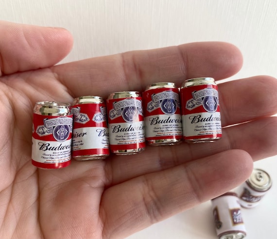 Set of 6 Cans of Beer Budweiser Dollhouse Miniatures Drink 